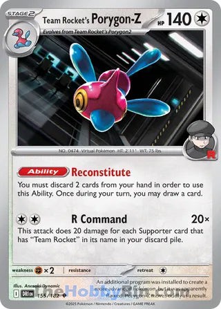 Team Rocket's Porygon-Z #155/182 Uncommon - Destined Rivals Pokemon card