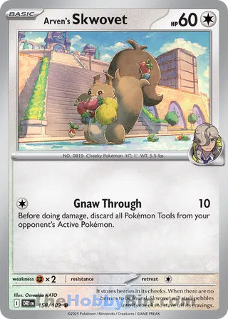 Arven's Skwovet #158/182 Common - Destined Rivals Pokemon card