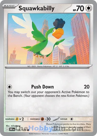 Squawkabilly #160/182 Common - Destined Rivals Pokemon card