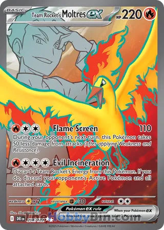 Team Rocket's Moltres ex #208/182 Ultra Rare - Destined Rivals Pokemon card