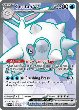 Cetitan ex #210/182 Ultra Rare - Destined Rivals Pokemon card