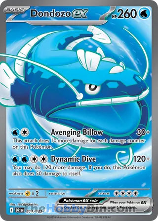 Dondozo ex #211/182 Ultra Rare - Destined Rivals Pokemon card