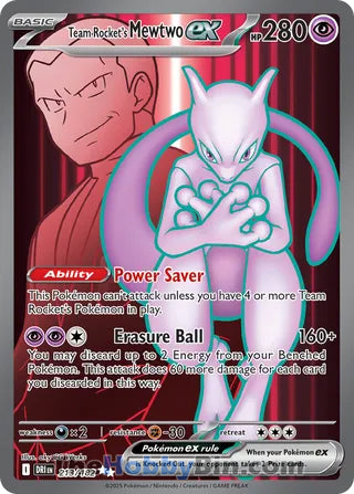Team Rocket's Mewtwo ex #213/182 Ultra Rare - Destined Rivals Pokemon card