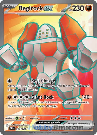 Regirock ex #214/182 Ultra Rare - Destined Rivals Pokemon card
