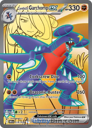 Cynthia's Garchomp ex #215/182 Ultra Rare - Destined Rivals Pokemon card