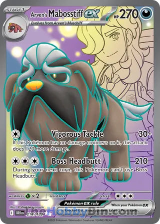 Arven's Mabosstiff ex #218/182 Ultra Rare - Destined Rivals Pokemon card