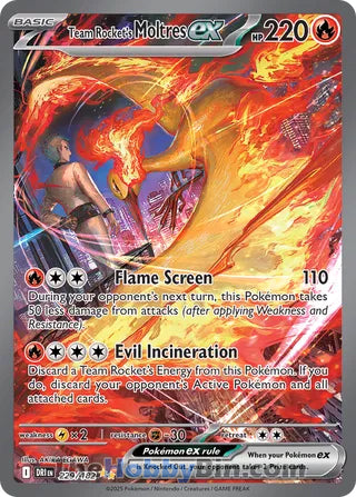 Team Rocket's Moltres ex #229/182 Special Illustration Rare - Destined Rivals Pokemon card