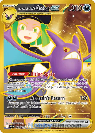 Team Rocket's Crobat ex #242/182 Hyper Rare - Destined Rivals Pokemon card
