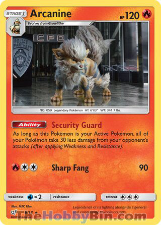 Arcanine Detective Pikachu Rare #6/18