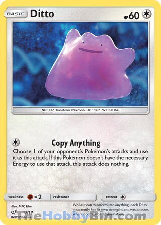 0017 Ditto Holo Rare Detective Pikachu