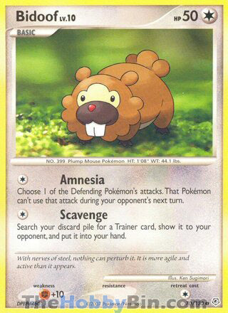 Bidoof #70/130 Common - Diamond & Pearl Pokemon card