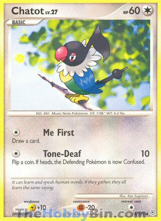 Chatot #74/130 Common - Diamond & Pearl Pokemon card