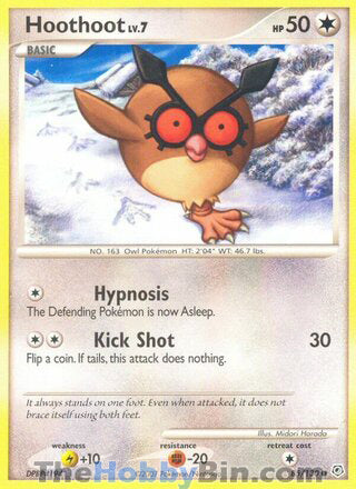 Hoothoot #85/130 Common - Diamond & Pearl Pokemon card