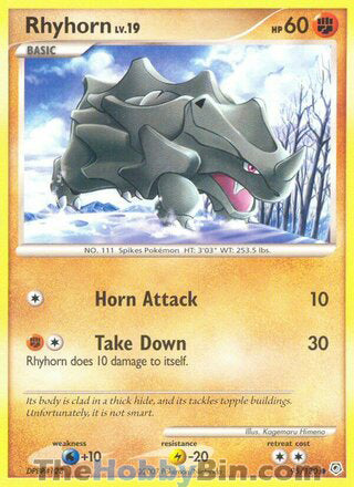 Rhyhorn #95/130 Common - Diamond & Pearl Pokemon card