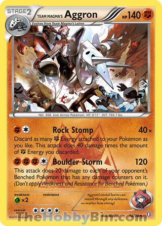 Team Magma's Aggron Double Crisis Holo Rare #14/34