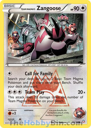 Team Magma's Zangoose #22/34 Common - Double Crisis Pokemon card
