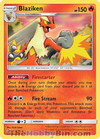 Blaziken #6/70 Holo Rare - Dragon Majesty Pokemon card