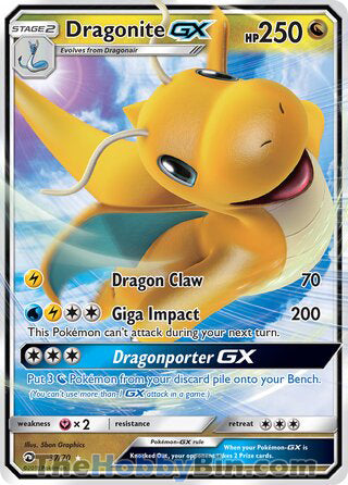 Dragonite GX #37/70 Ultra Rare - Dragon Majesty Pokemon card