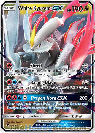 White Kyurem GX #48/70 Ultra Rare - Dragon Majesty Pokemon card