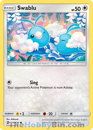 Swablu #57/70 Common - Dragon Majesty Pokemon card
