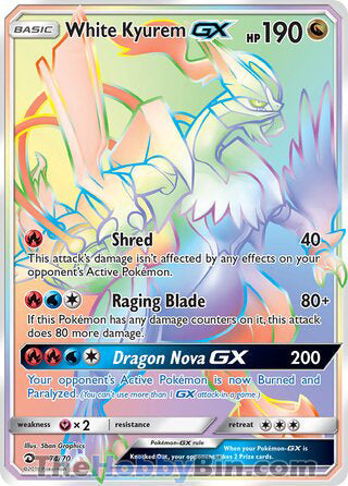 White Kyurem GX #74/70 Secret Rare - Dragon Majesty Pokemon card