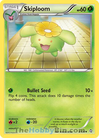 Skiploom #2/124 Uncommon - Dragons Exalted Pokemon card