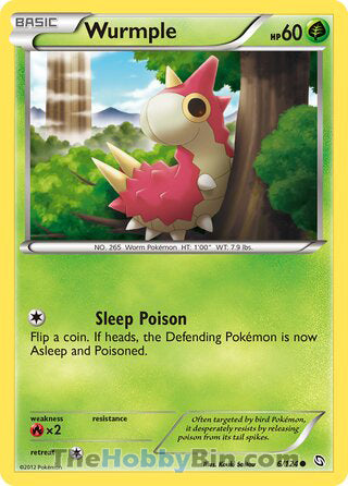 Wurmple #6/124 Common - Dragons Exalted Pokemon card