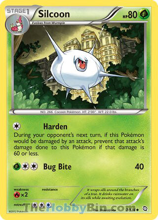 Silcoon #7/124 Uncommon - Dragons Exalted Pokemon card