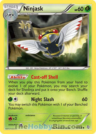 Ninjask #11/124 Uncommon - Dragons Exalted Pokemon card