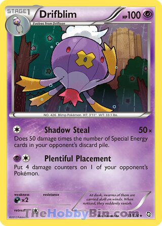 Drifblim #51/124 Rare - Dragons Exalted Pokemon card