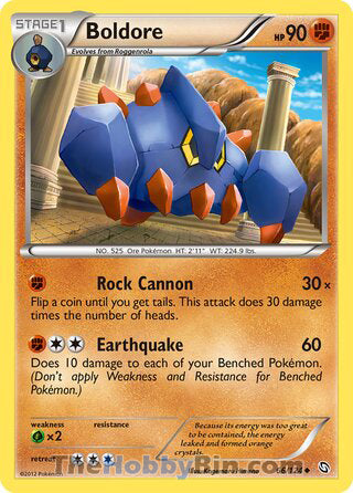 Boldore #66/124 Uncommon - Dragons Exalted Pokemon card