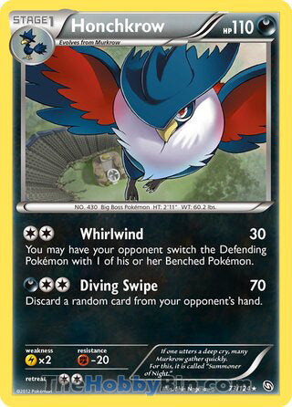 Honchkrow #73/124 Rare - Dragons Exalted Pokemon card