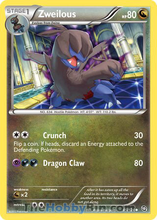 Zweilous #95/124 Uncommon - Dragons Exalted Pokemon card