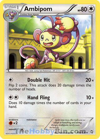 Ambipom #100/124 Rare - Dragons Exalted Pokemon card