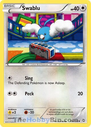 Swablu #104/124 Uncommon - Dragons Exalted Pokemon card