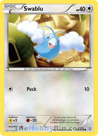 Swablu #105/124 Common - Dragons Exalted Pokemon card