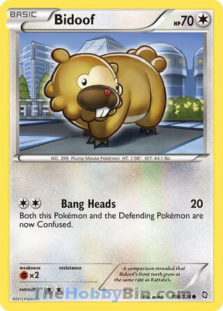 Bidoof #106/124 Common - Dragons Exalted Pokemon card