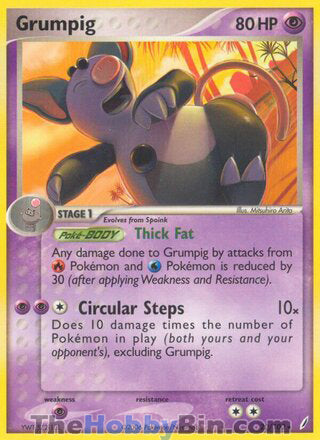 Grumpig #20/100 Rare - EX Crystal Guardians Pokemon card