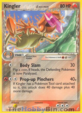 Kingler #22/100 Rare - EX Crystal Guardians Pokemon card