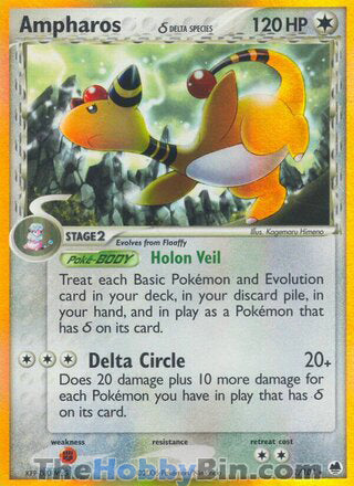 Ampharos #1/101 Holo Rare - EX Dragon Frontiers Pokemon card