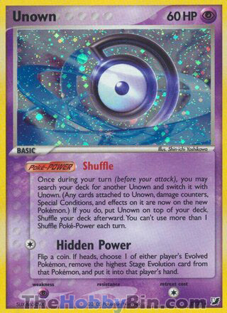 Unown #D/28 Holo Rare - EX Unseen Forces Pokemon card