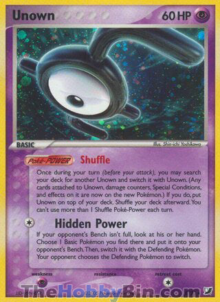 Unown #E/28 Holo Rare - EX Unseen Forces Pokemon card