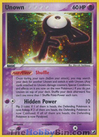 Unown #F/28 Holo Rare - EX Unseen Forces Pokemon card