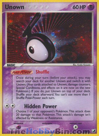 Unown #T/28 Holo Rare - EX Unseen Forces Pokemon card