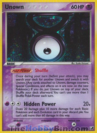 Unown #V/28 Holo Rare - EX Unseen Forces Pokemon card