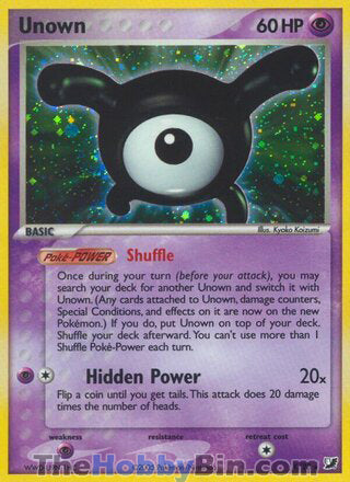 Unown #X/28 Holo Rare - EX Unseen Forces Pokemon card