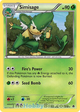 Simisage #2/98 Rare - Emerging Powers Pokemon card