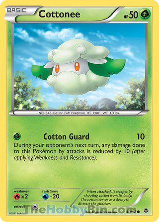 Cottonee #10/98 Common - Emerging Powers Pokemon card