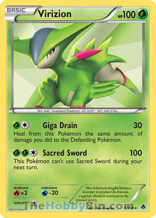 Virizion #17/98 Holo Rare - Emerging Powers Pokemon card