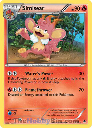 Simisear #19/98 Rare - Emerging Powers Pokemon card